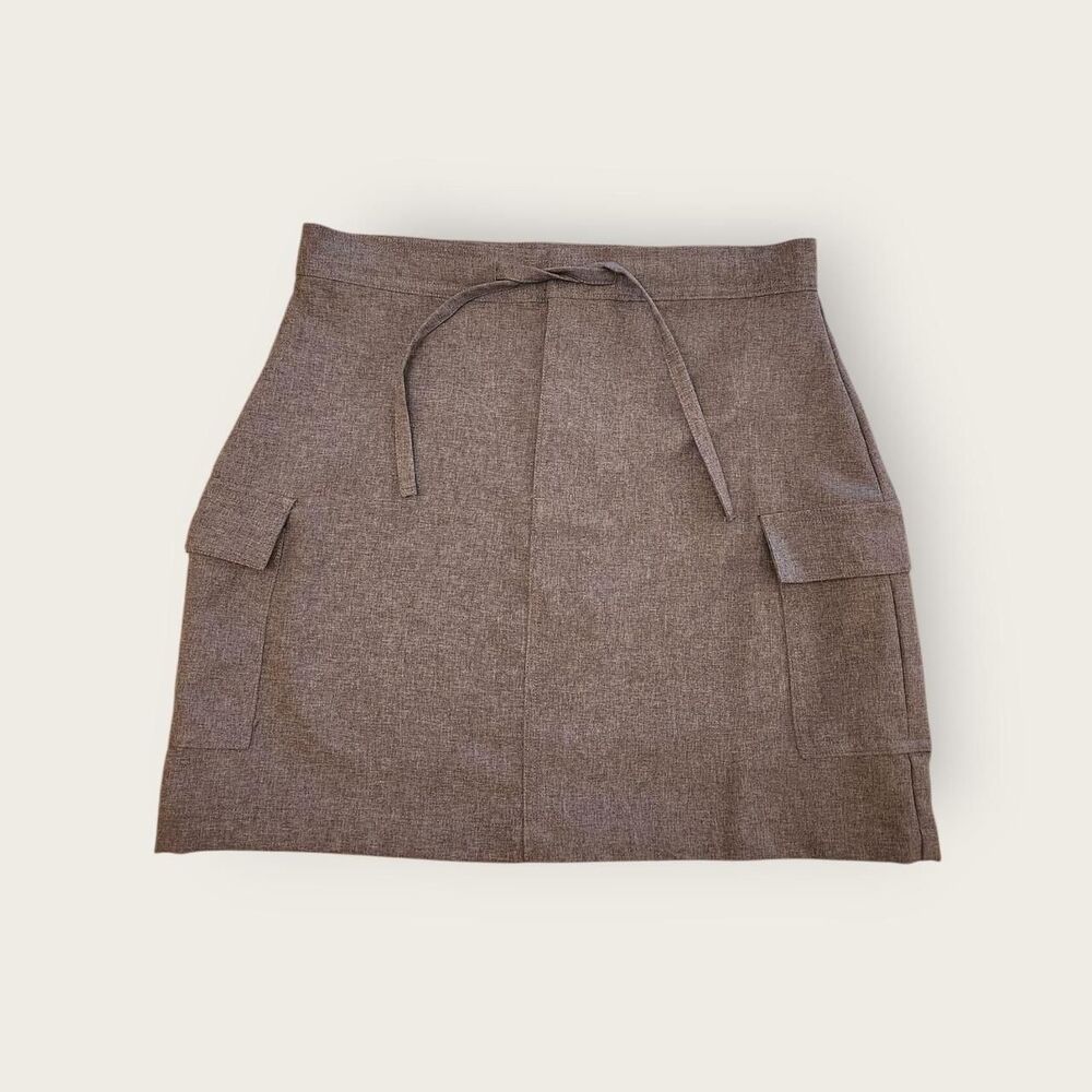 Vintage Y2k early 2000s No Boundaries grey tie front cargo mini skirt